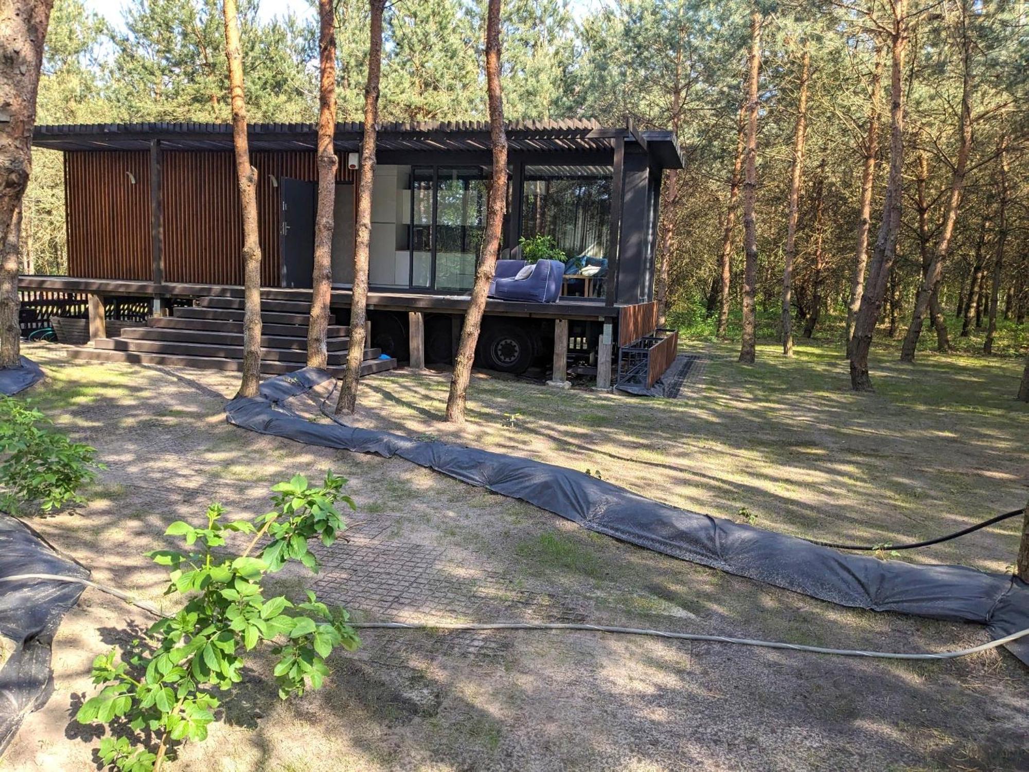 Przeszklony Tiny House W Lesie